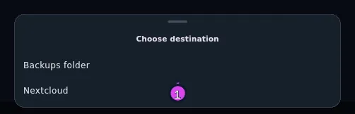 The Choose destination bottom sheet, two destinations listed