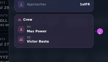 The Crew card alone, two members with roles