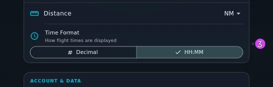 The Time Format row with HH:MM selected